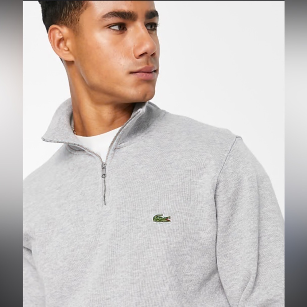 Lacoste Tan Zip Up Sweater with Ribbed Detailing - Picture 9 of 10
